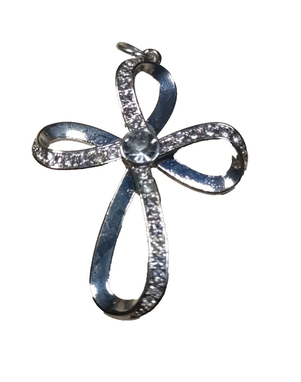 Feminine Cross Silver Tone Rhinestone Infinity Religious